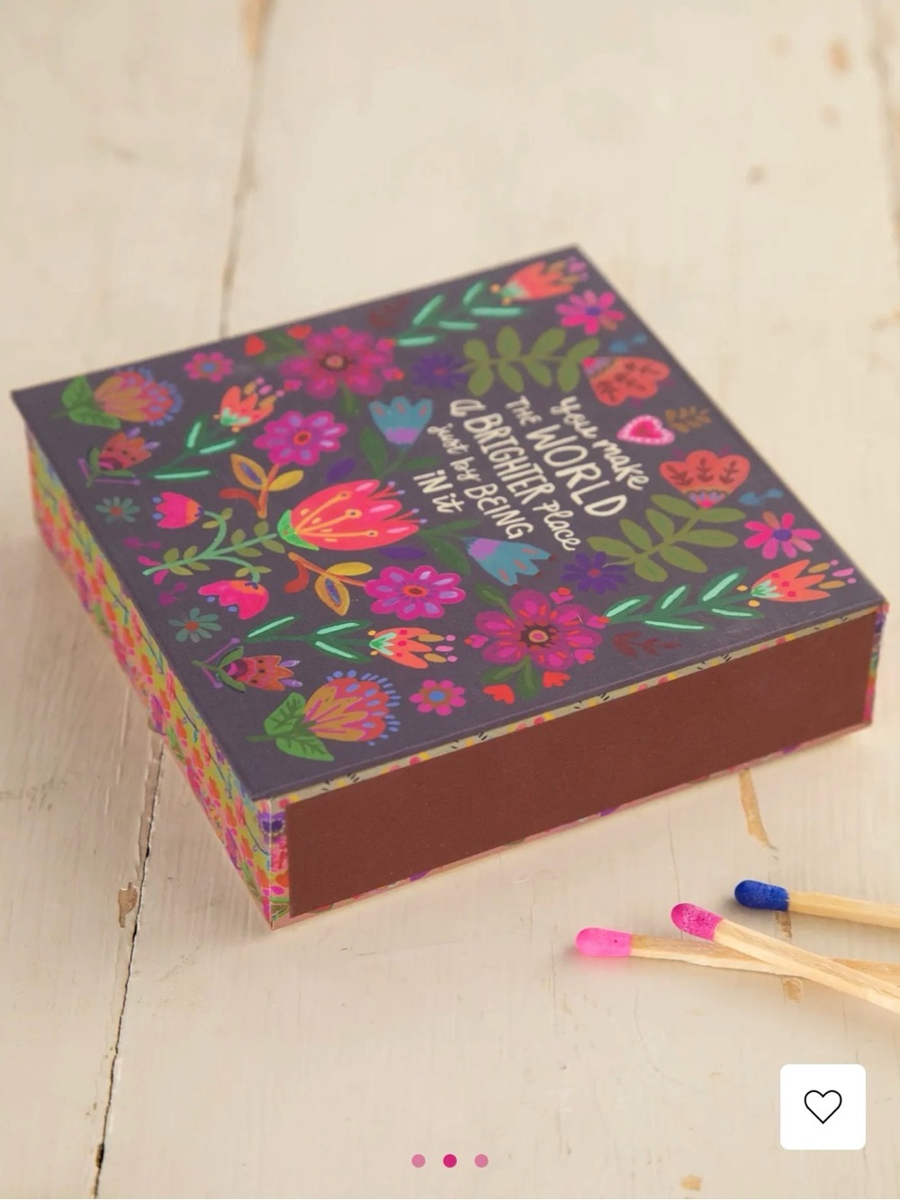 NATURAL LIFE Floral Bright Decorative Matchbox - Purple, Pink, Green, Orange
